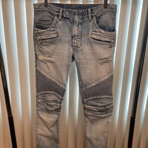SS17 Blue Balmain Biker SELVEDGE Denim Jean 32x32